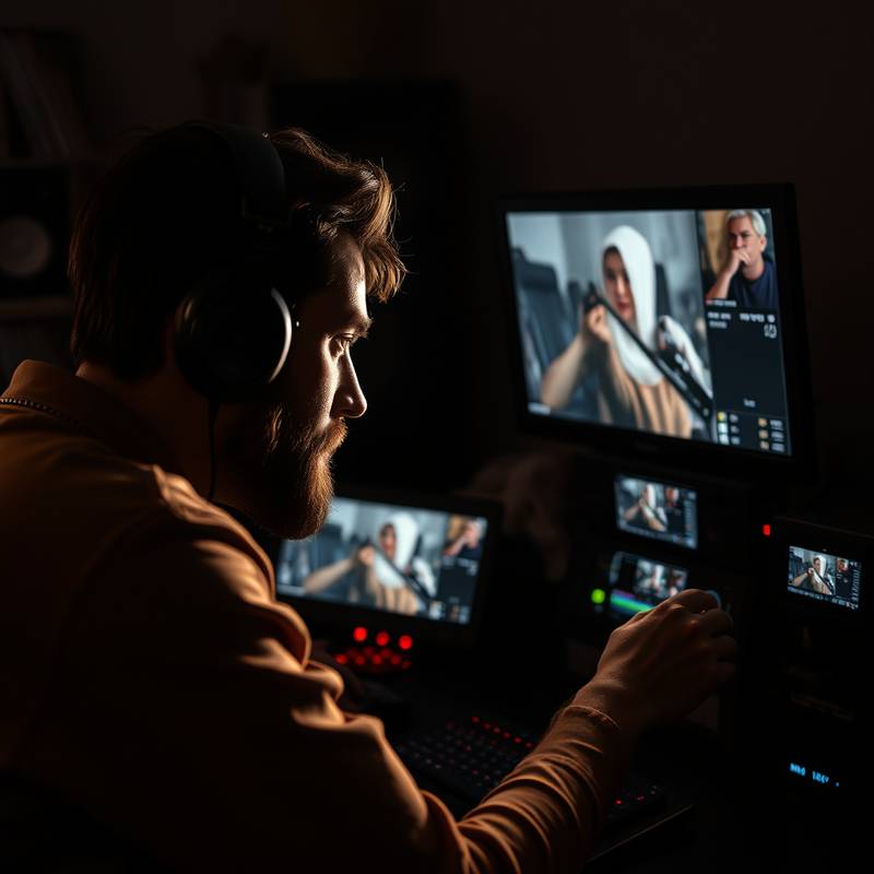 En person der arbejder med avanceret videoredigering på en professionel arbejdsstation.
