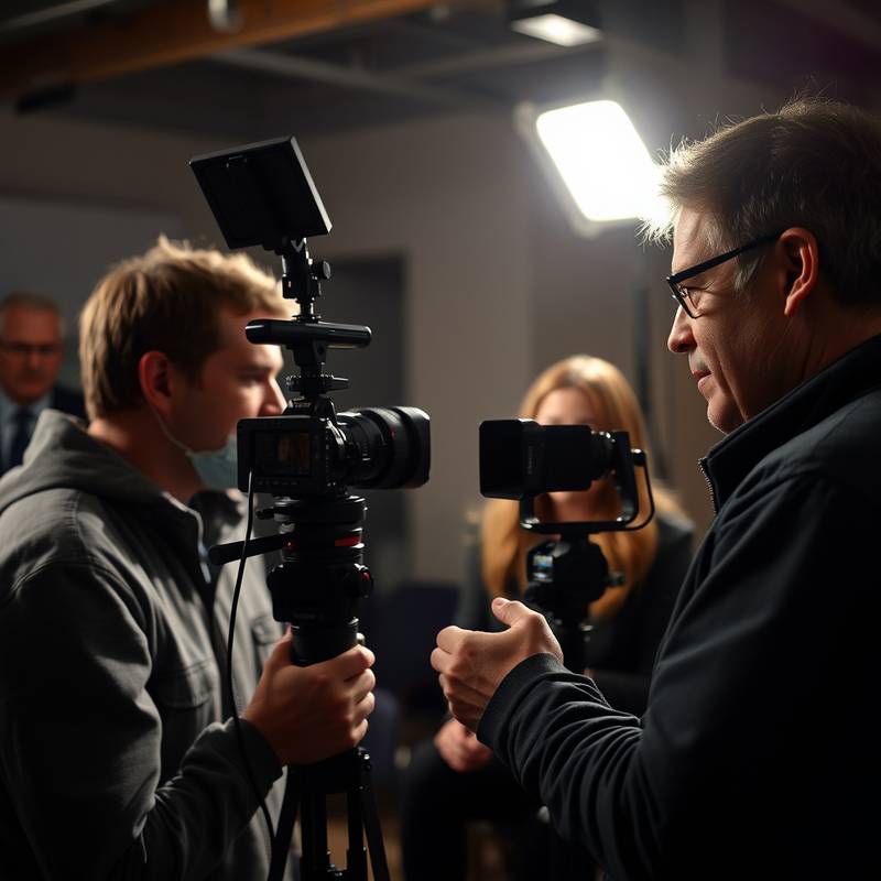 Et professionelt kamerafilmer et interview til en dokumentarfilm.